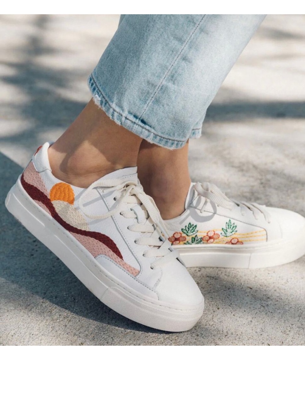 Soludos x Pura Vida Embroidered Leather Platform Sneakers, 6